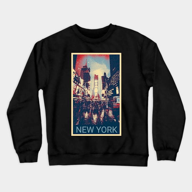 New York in Shepard Fairey style Crewneck Sweatshirt by Montanescu